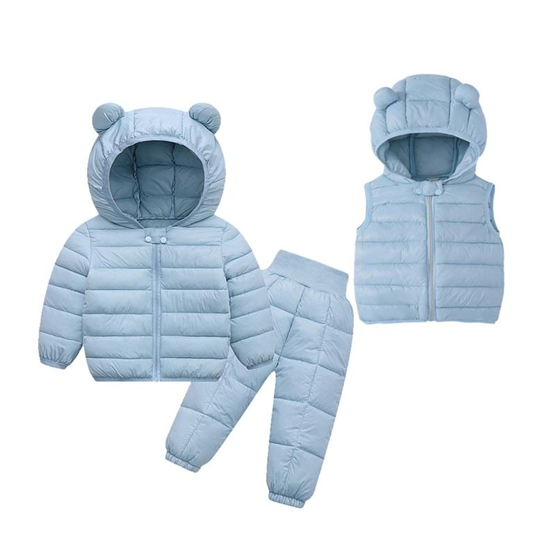 Toddler Baby Autumn Winter Clothes Set Hooded Coat and Vest and Pants
