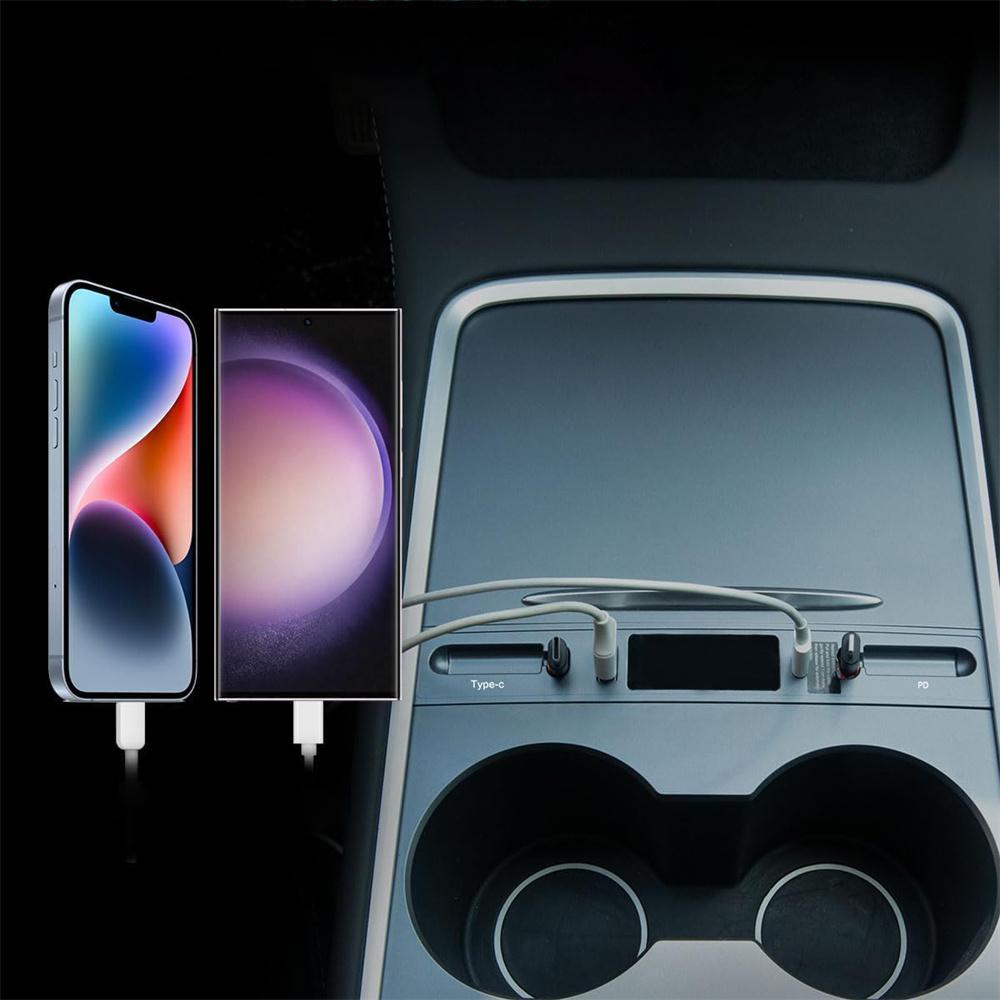 Usb Hub Center Console Fast Charger Adapter For Tesla Model 3 Y 2021-2023