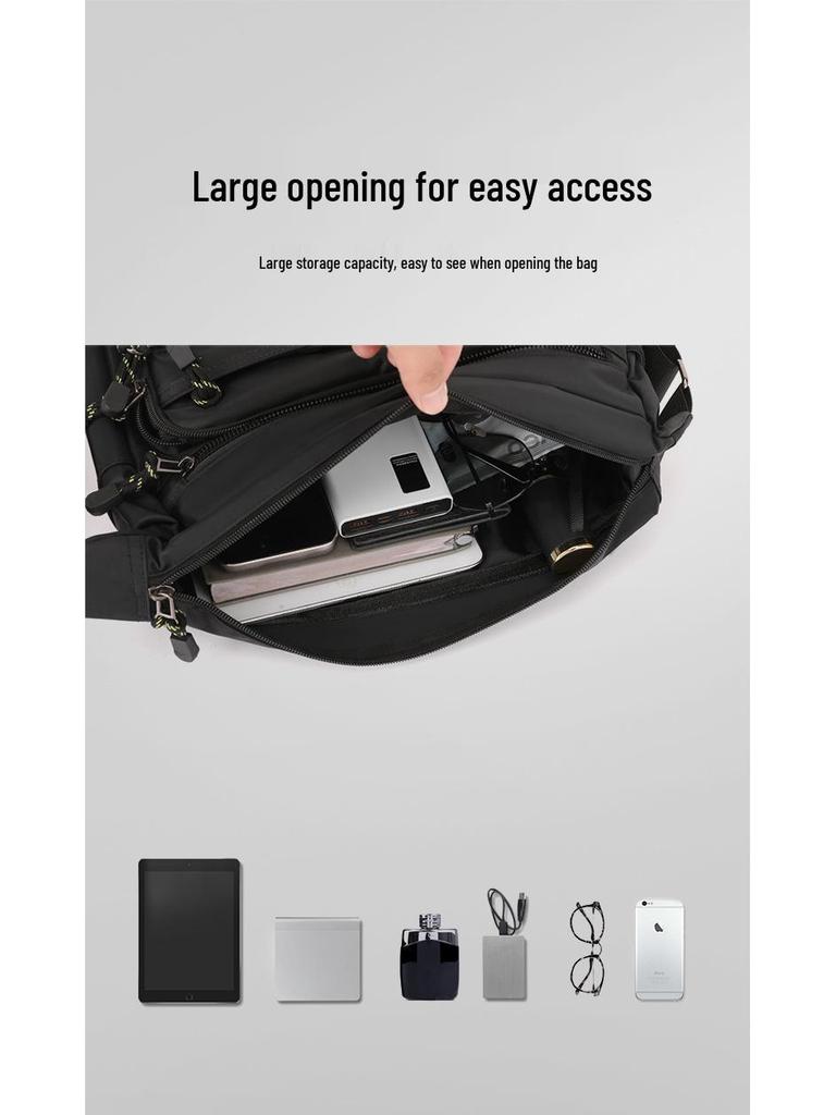 Korean Style Men's Oxford Cloth Shoulder Bag - Large Capacity, Five-Layer Zipper, Crossbody Backpack