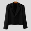INCERUN Autumn Winter Men Long Sleeve Front Cross Cropped Short Blazer Coats