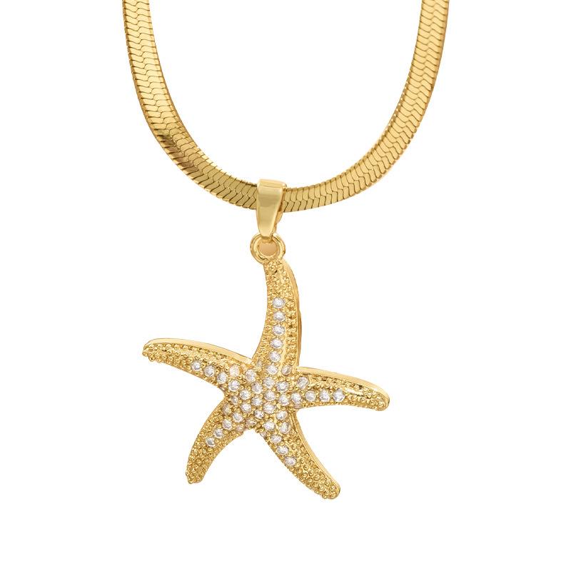 French Marine Starfish Pentagram Necklace: Women's Summer 2024 Trendy Light Luxury Clavicle Chain