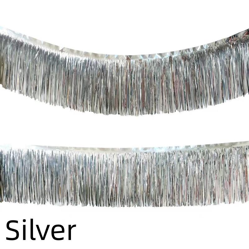 

2/1 упаковка фольгированной бахромы гирлянды металлической мишуры растяжки баннеры для парада поплавки день рождения свадьба рождественская вечеринка декор 2Pack серебряный