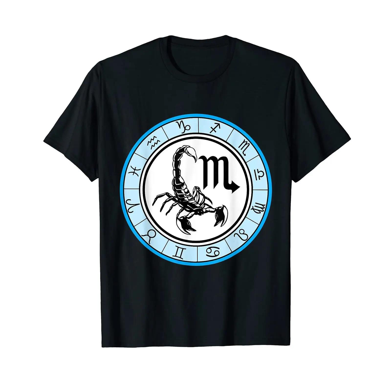

Zodiac Sign Scorpion T Shirt black vintage Washed Casual Slightly Soft Stylish fashion designer clothes Stretched homme graphic S разноцветный