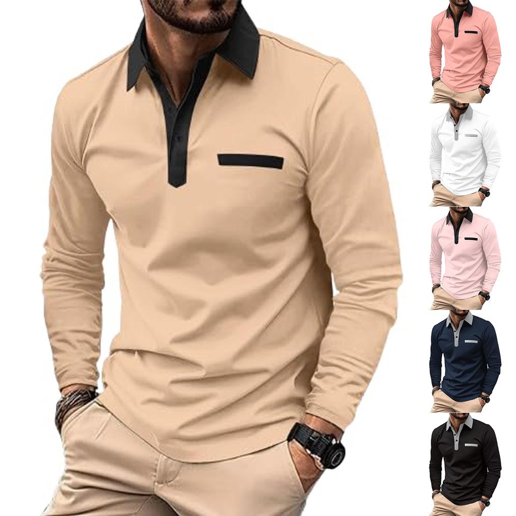 Mens Casual Long Sleeve  Shirt Classic Dress Cotton Top Lightweight Collared  Shirt With Pocket