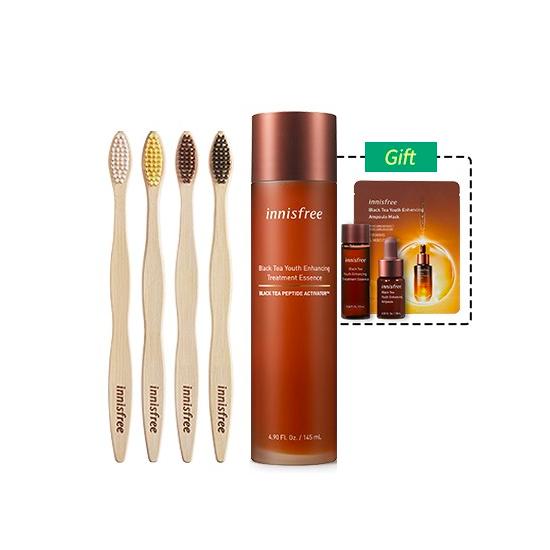 

Innisfree Black Tea Youth Enhancicng Treatment Essence 145 мл + 4 набора бамбуковых зубных щеток