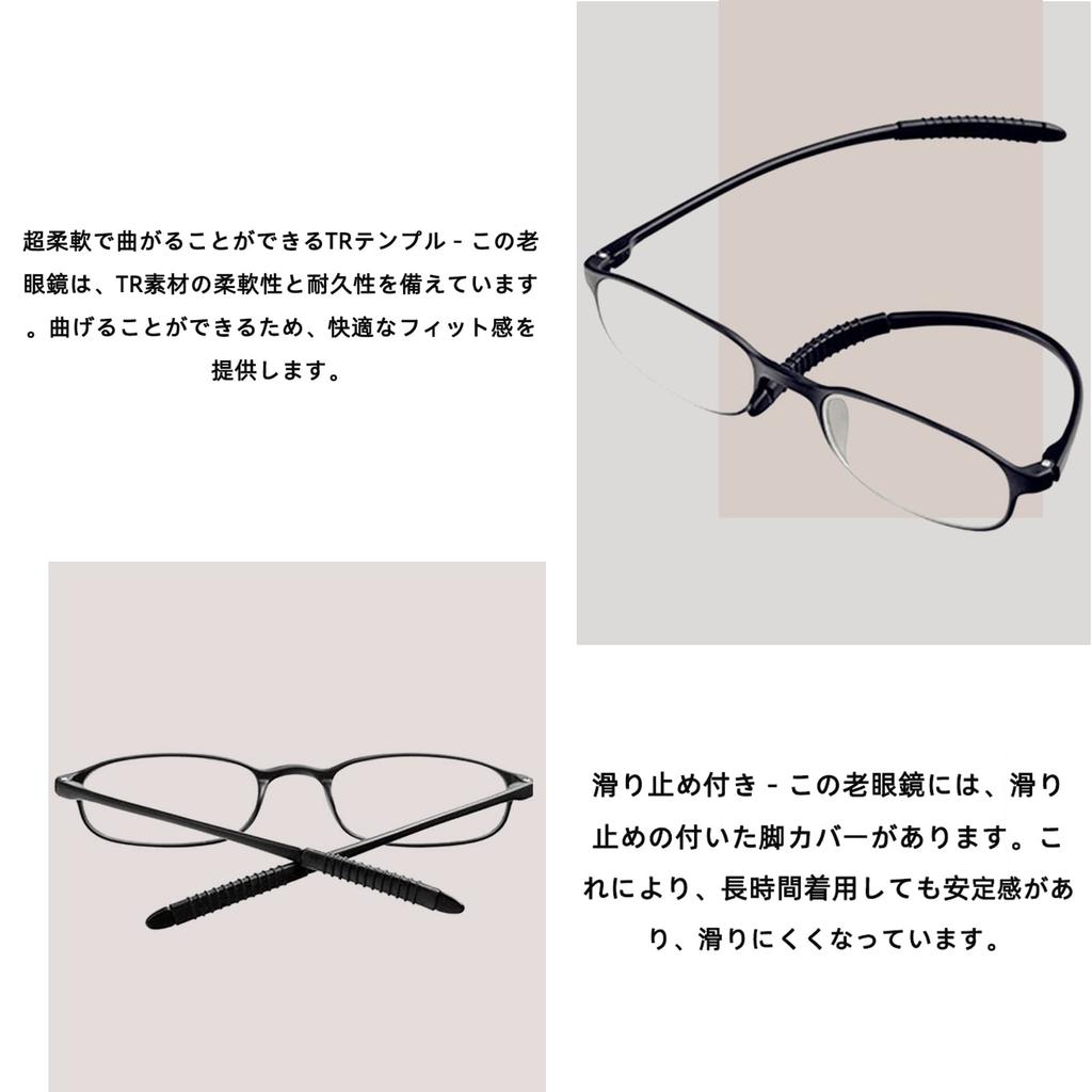 Stylish Reading Glasses for Women and Soft Blue Light Enlarges Portable Glasses [Soarea] Men, Ultra-Lightweight, Frame, Blocking, Vision, (Black,