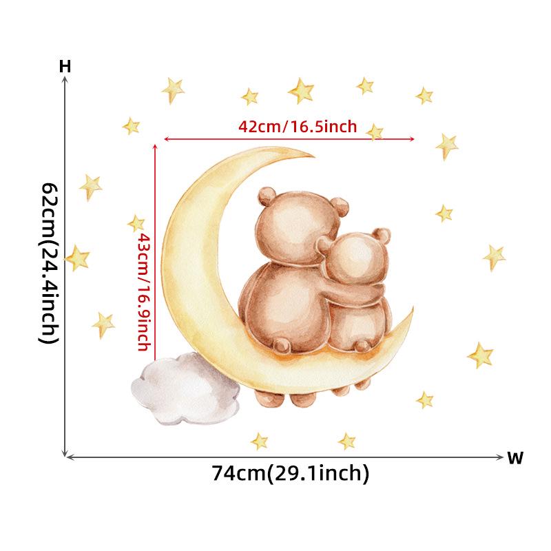 Moon Cloud Big Wall Stickers For Kids Rooms Boys Stars Large Wall Stickers For Children's Room Bear Bedroom Decoration