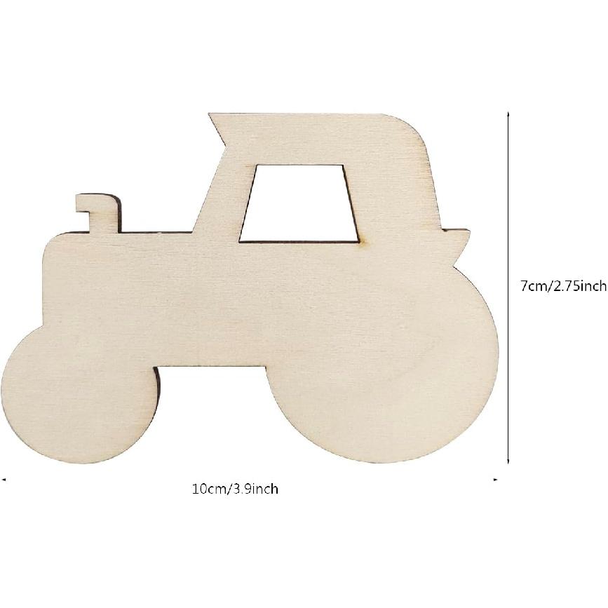 30 Pack Unfinished Wood Car Cutouts Crafts Wooden Truck Vehicles to Paint Tractor Shape Cutouts Paint Wooden Cars Hanging Ornaments DIY Gift Tags for