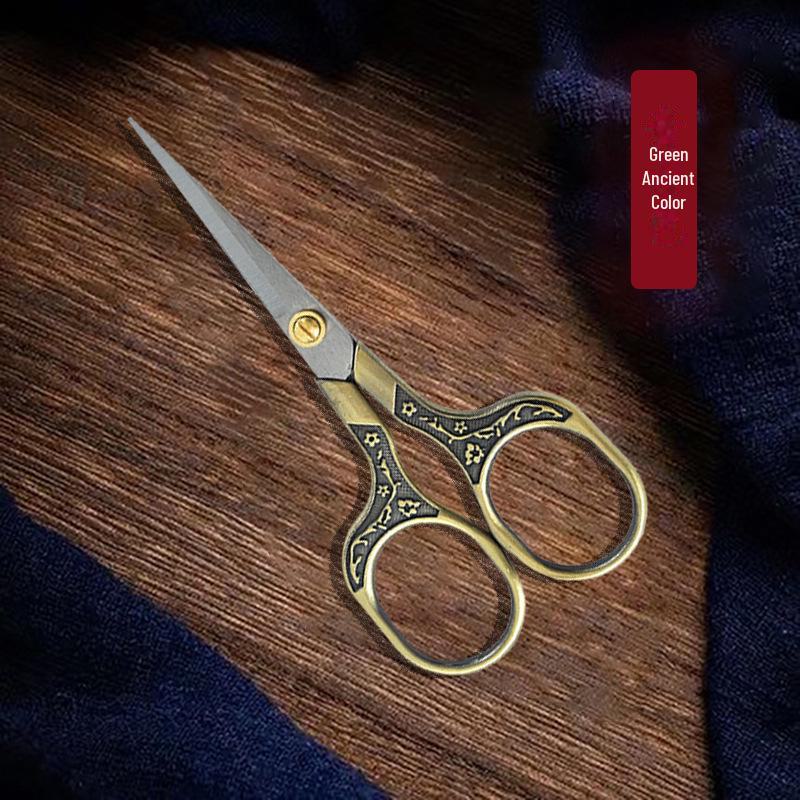 Chinese Classical Plum Blossom Cross Stitch Scissors for Tea Ceremony and Crafts