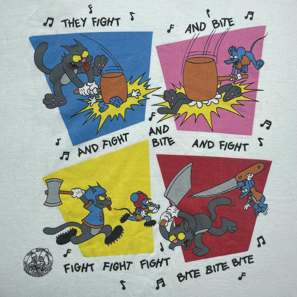 [USED] Vintage Simpsons Itchy & Scratchy Anime T-shirt, Used, White