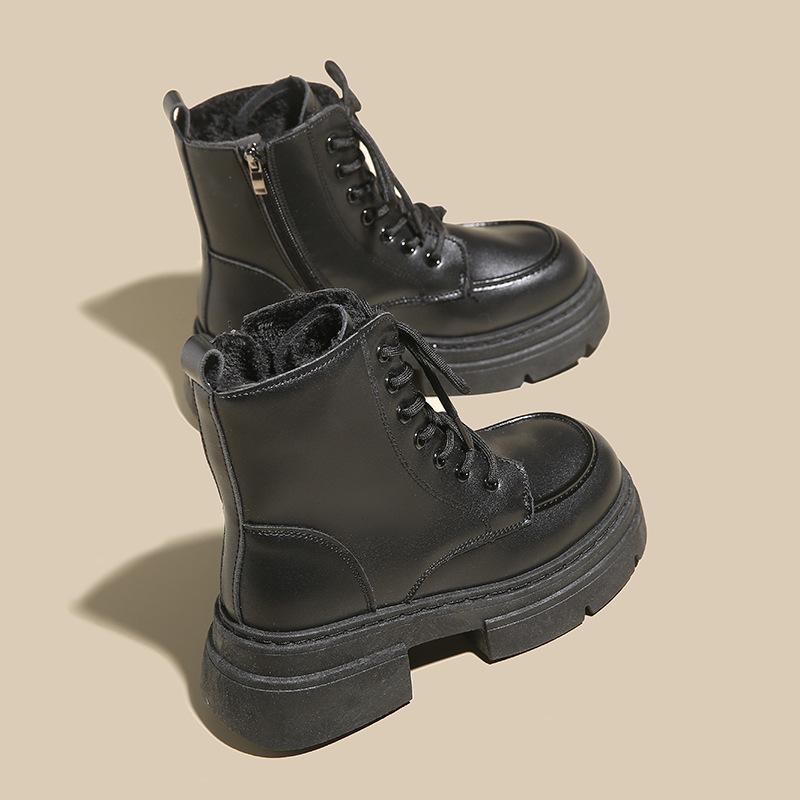 

Весенние новые ботинки Мартин верхняя одежда модный рукав толстая подошва лакированная кожа короткие ботинки бархат 40