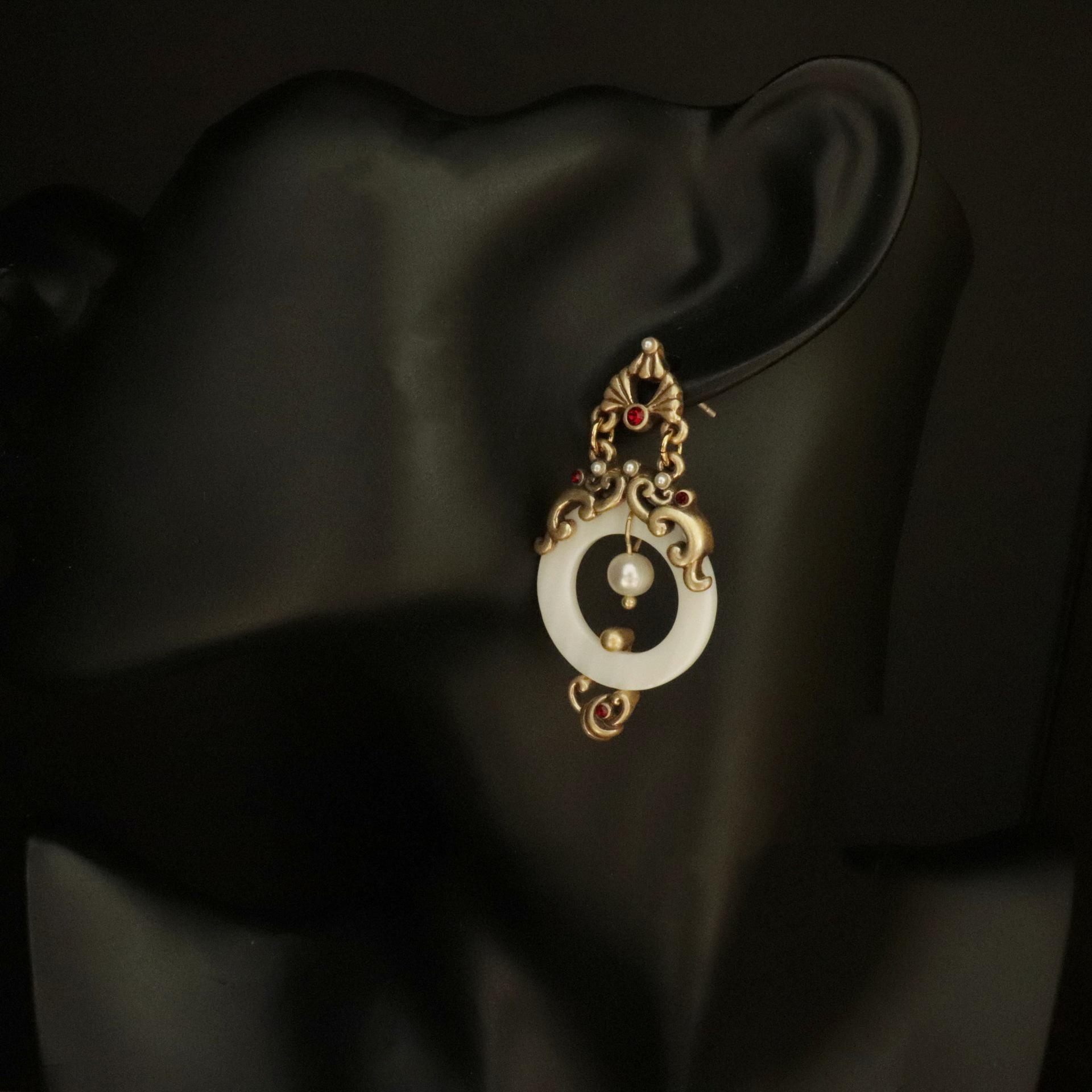Baroque Pearl Stud Earrings with Retro Court Style Design