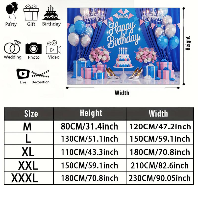 Party Backdrop Happy Birthday Birthday Balloon Blue Photo Booth Background Front Door Decor