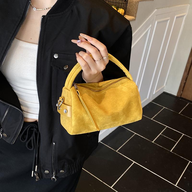 faux Suede Square Handbag for Women Zipper Shoulder Bag Casual Mini Crossbody Bag with Detachable Strap crossbody Pillow Bag