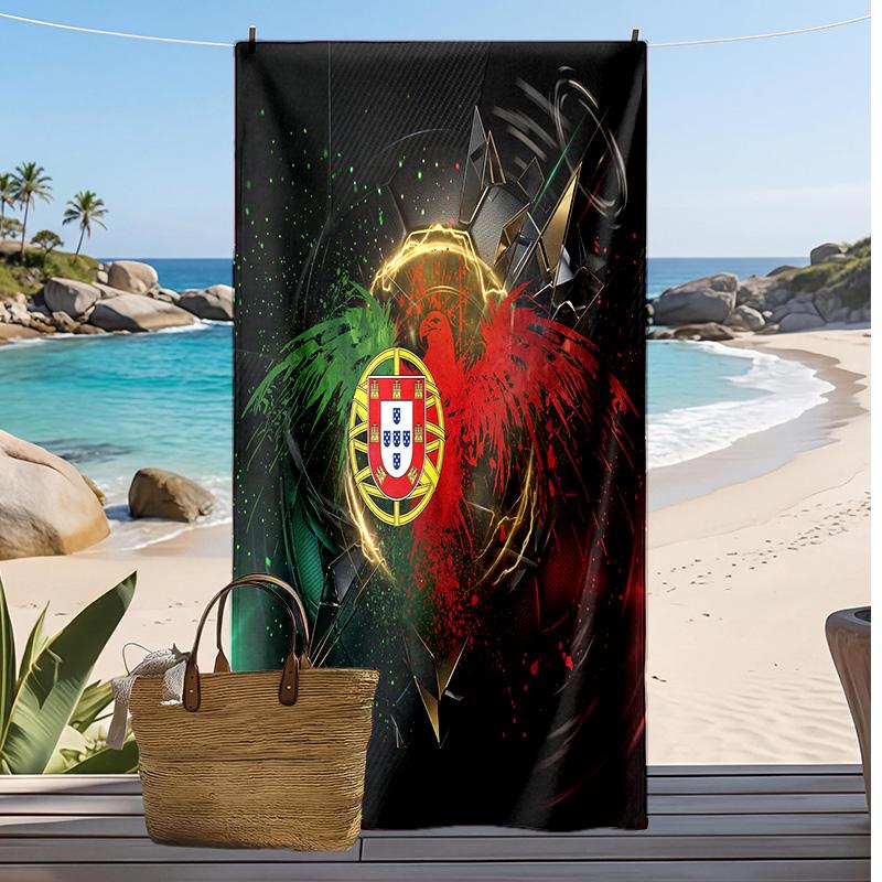 Asciugamano da Spiaggia Stampa Calcio Portogallo Asciugatura Rapida Super Assorbente Morbido Asciugamano da Bagno per Nuoto Spiaggia Viaggio Souvenir Regalo