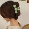 Fermagli per Capelli Barrettes Perle Verdi Vintage per Donna Ragazza Coreani Grandi Pinze a Pinza di Squalo in Acrilico Artiglio per Capelli Copricapo Accessori per Capelli