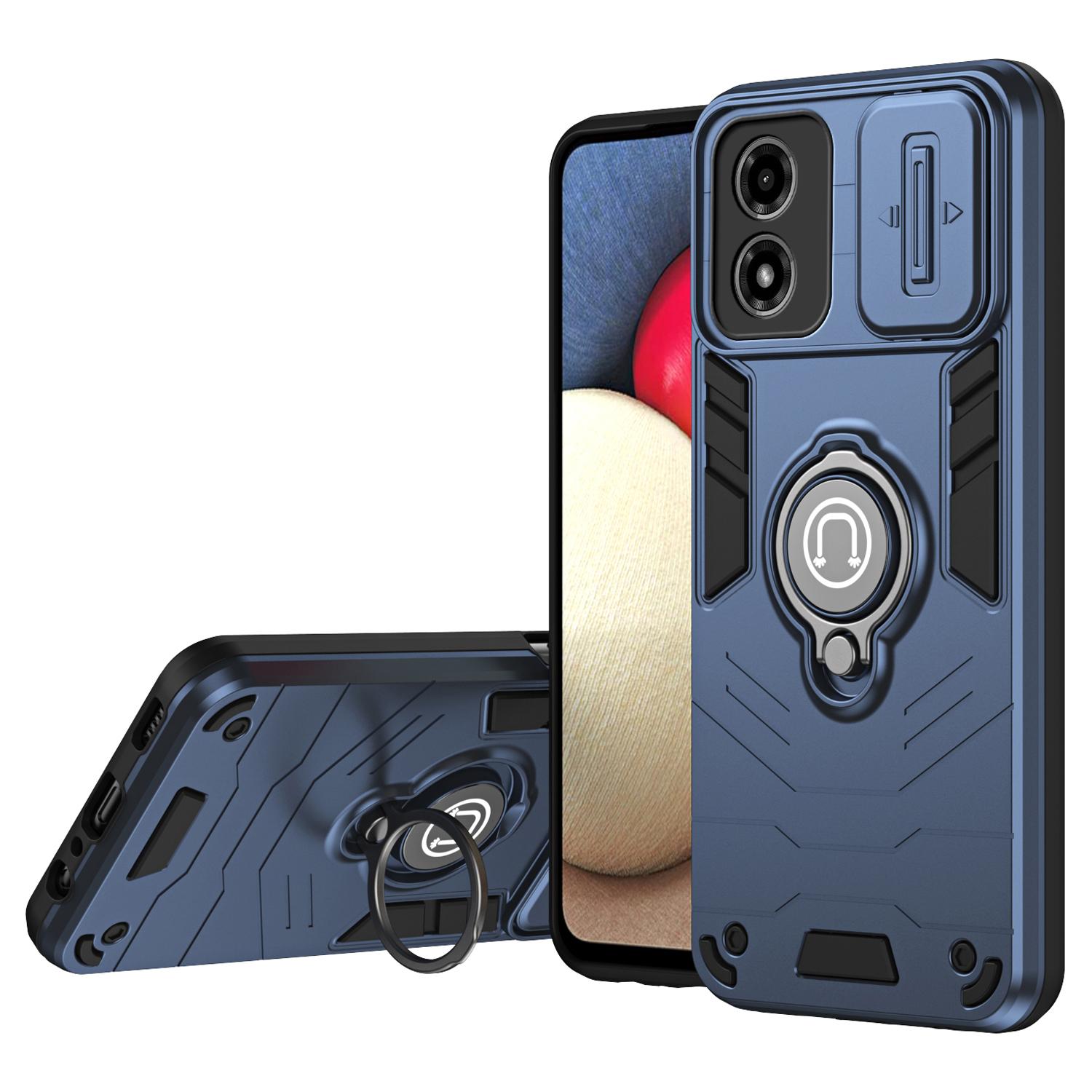 

For Motorola Moto G04 4G/G24 4G Case Kickstand PC+TPU Phone Cover Slide Lens Protection C