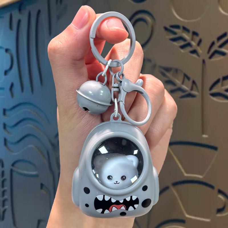 Creative Bear Backpack Pendant with Astronaut Night Light Keychain - Claw Machine Gift