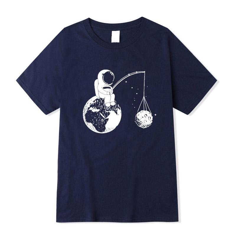 Summer Casual Men High Quality T-shirt 100%cotton Loose Funny Design Astronaut Printing for Men Top Cool Tshirt Male Tee Shirts