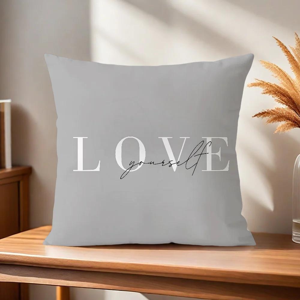 Grey Pillowcases With Home Family Love Motifs Office Car Sofa Bed Cushion Cover Home Bedroom Decoration