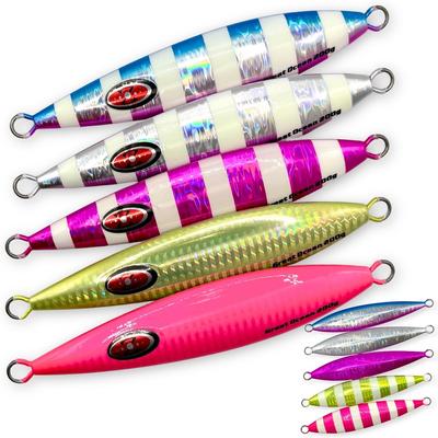 GreatOcean Kovový Jig Pomaly Jig Set Modré Koreňové Ryby Set, 200g, 5, Svietiaci, Pri brehu, Mečiar, Ryba,