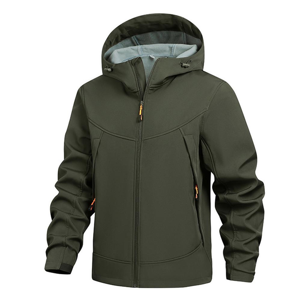 Men's Solid Color Outdoor Mountaineering Waterproof Windproof Fleece Jacket Outdoor Jacket