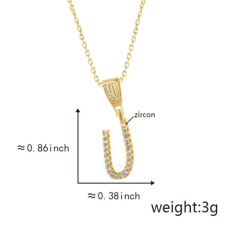 Gold Plated Crystal Initial Letter Necklace Personalized Dainty Name Pendant Jewelry