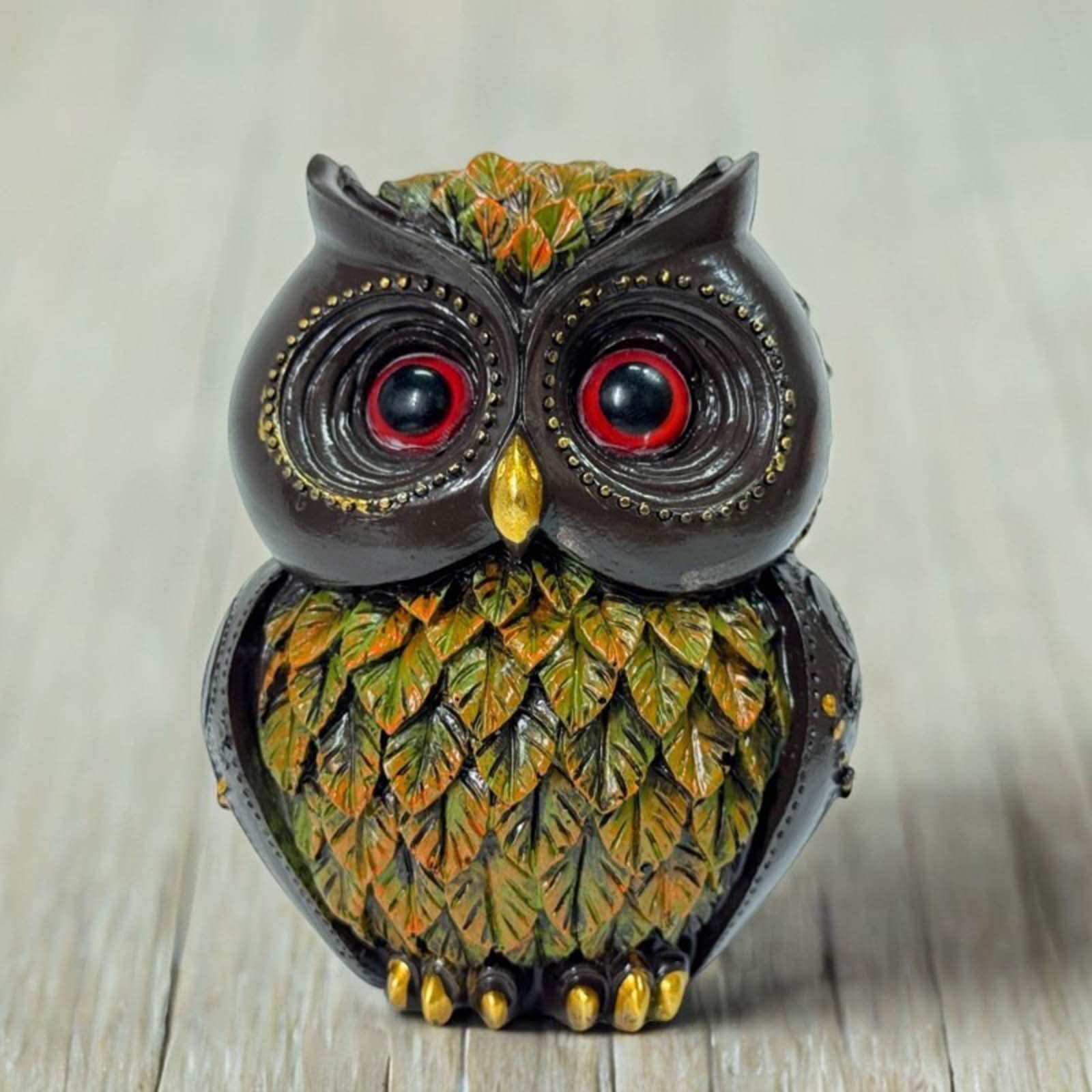 

Owl Statue Decorative Desk Ornament Artwork Unique Collectible Figurine for Bar Housewarming Gift Bookshelf Farmhouse Office зелёный