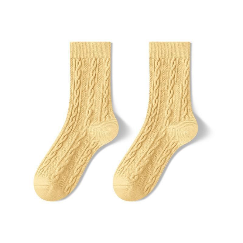 Women's Autumn/Winter Thick Wool Cable Knit Cotton Socks - Sweat-Absorbent, Odor-Resistant, Maternity-Friendly