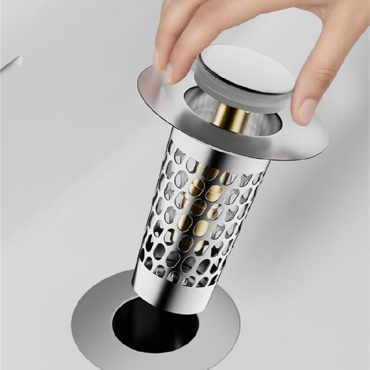 Sink Drain Strainer Basket Metal Drain Plug Push Type Bounce Cores Drain Filter AntiClogging Sink Stoppers Enduring