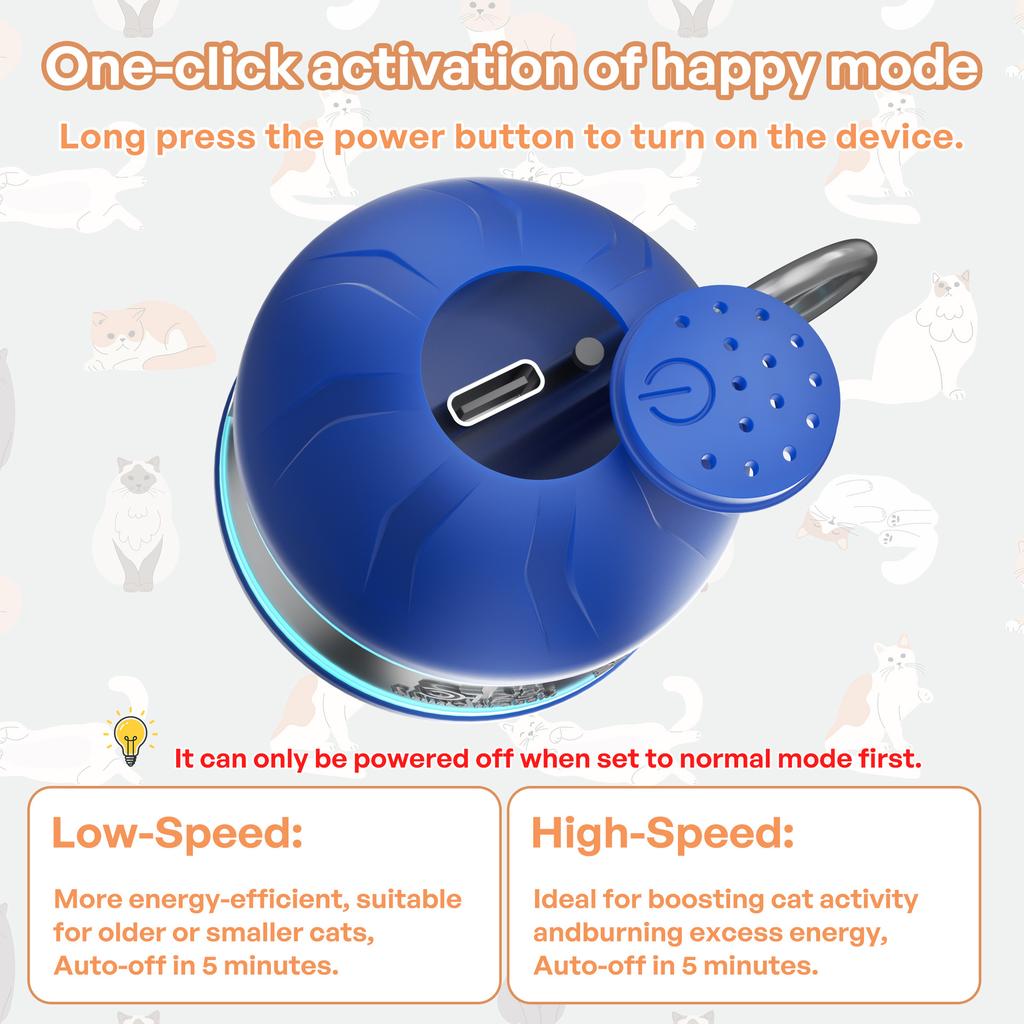 USB Charging Interactive Automatic Roll Cat Wheel Toy Smart Pet Ball Toy with Furry Tail Teaser