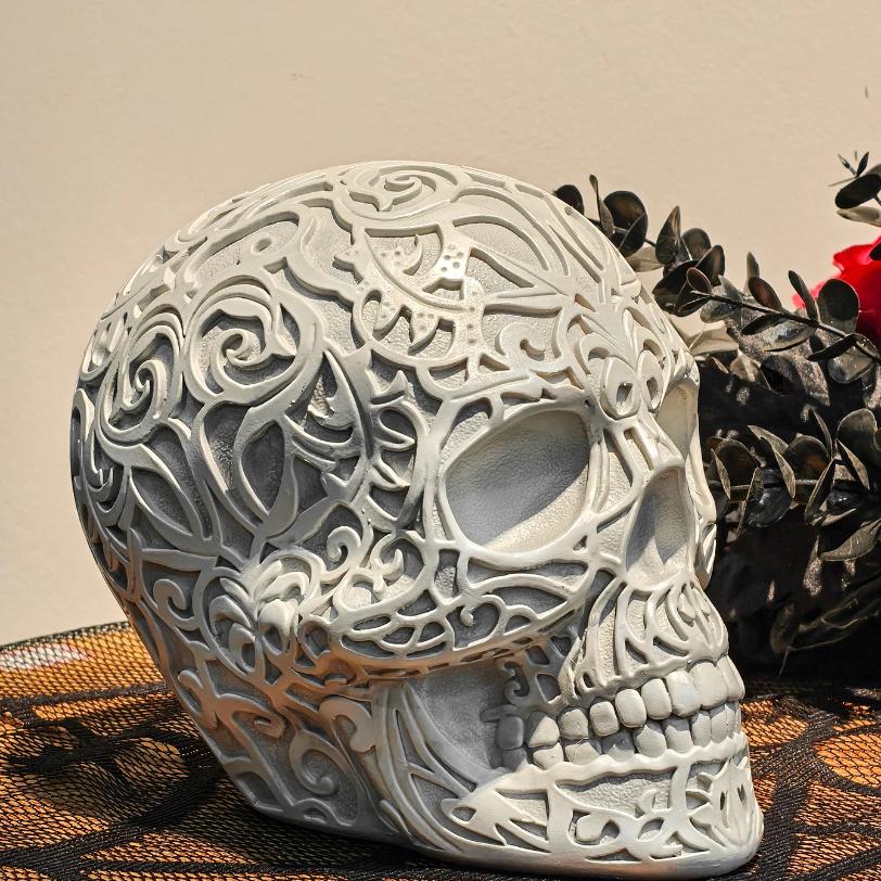 Halloween Resin Patterned Skull Head Home Decor for Bedroom Living Room Studyand Entryway