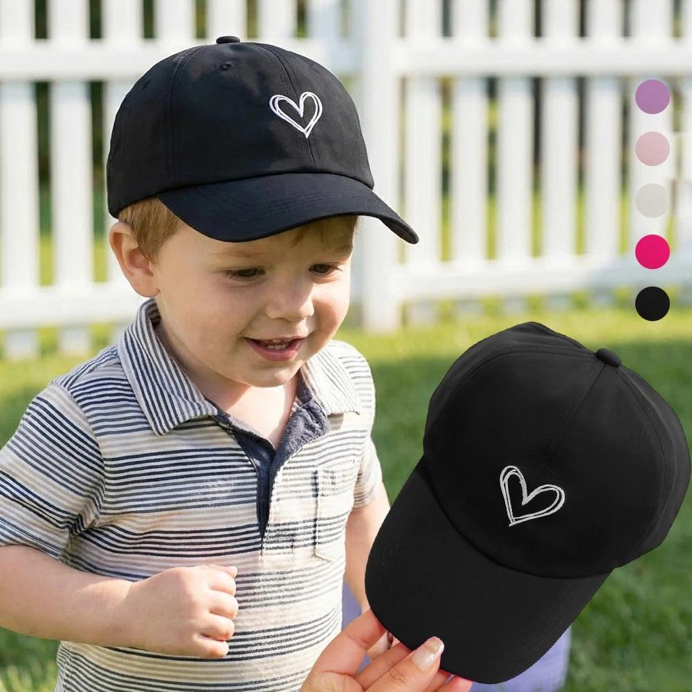 Adjustable Baseball Cap Adjustable Heart Design Hat Cap Lightweight Kids Baseball Cap For School Outdoor Play Everyday