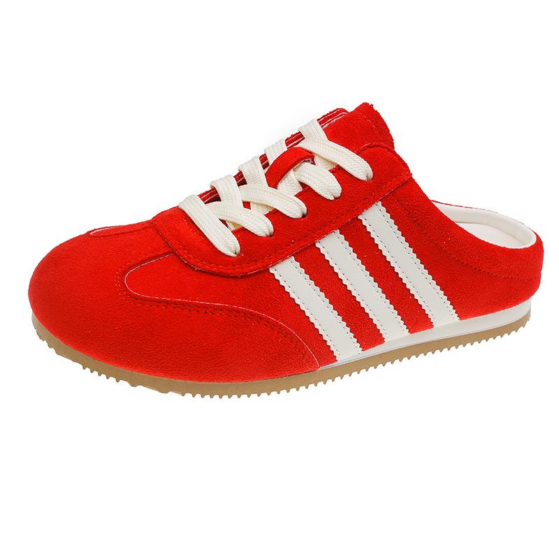 

2025 Internet celebrities with the same Baotou semi-drag new versatile niche super fire without heel yellow lazy one pedal women s shoes 35 красный