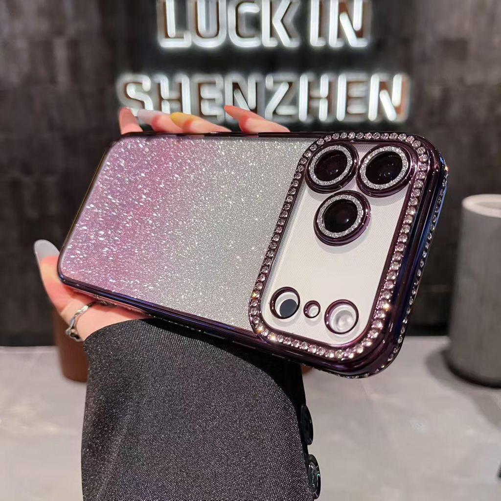 Verlauf Glitzer Strass Hülle für iPhone 17, 16 Pro Max, 15, 14 - Vollständige Abdeckung, Sturzsicherer Schutz