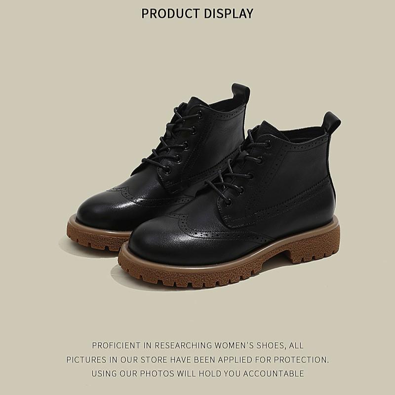 Leather Children'S British Martin Boots Boys' Leather Boots Girls' Princess Shoes Winter Warm Cotton Boots Single Boots Cowhide