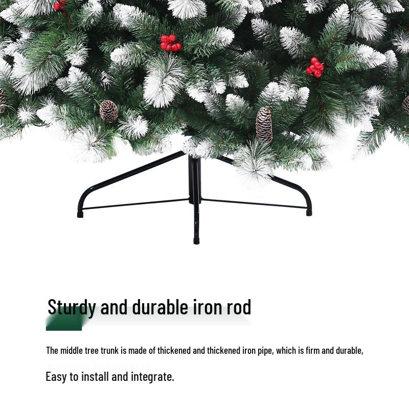 Eco-friendly Flame-retardant Christmas Tree with Red Berries and White Greenery