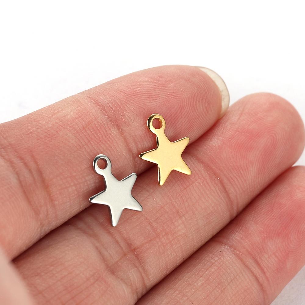 Semitree 20pcs Stainless Steel Small Star Pendant Flat Charms for DIY Jewelry Making Necklace Decoration Bracelet End Tail Charm