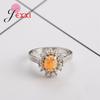 Sparkling Orange Oval Opal Stones 925 Sterling Silver Sunflowers Shaped Rings Jewelry Gifts For Women Wedding Anniversary