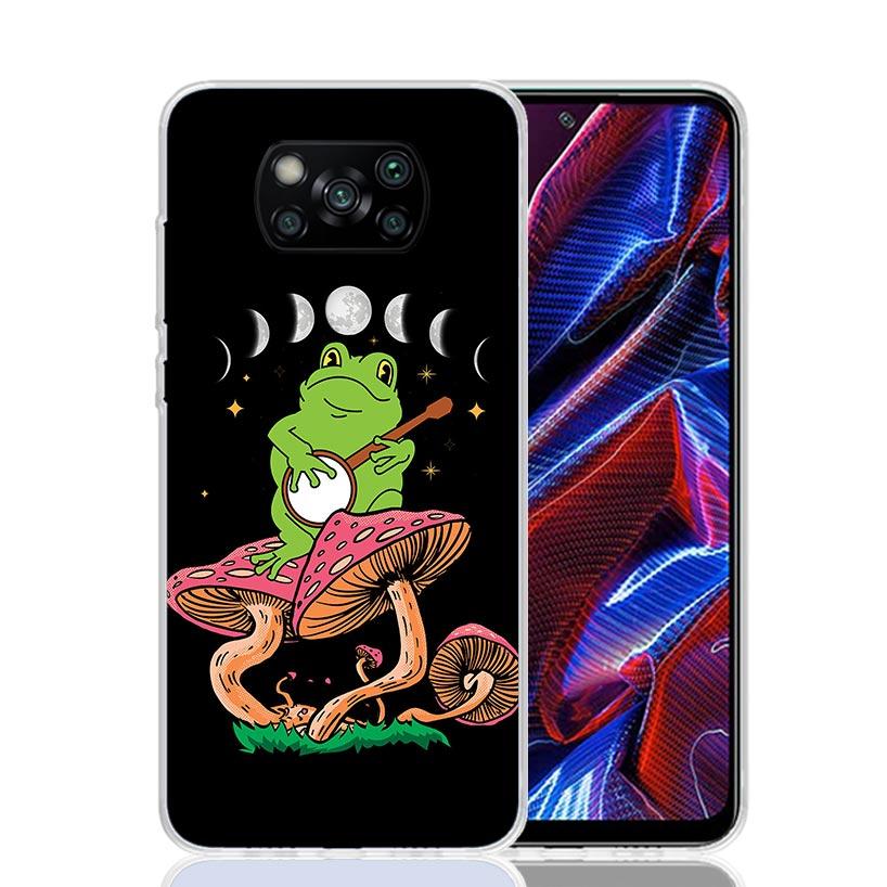Cottagecore Frog Mushroom Kawaii Case Phone Cover for Xiaomi Redmi Note 10 9 9S 8 8T 7 5 Pro Mi 12T 11T 10T 9T 12 11 Lite A3 A2