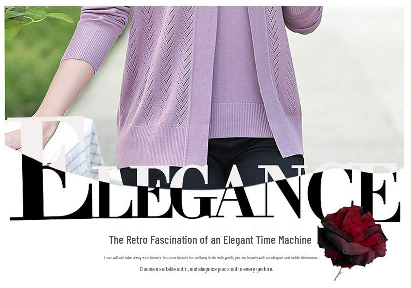 Spring & Autumn Light Jacket and Short Sleeve Summer T-shirt Set for Middle-aged and Elderly Women