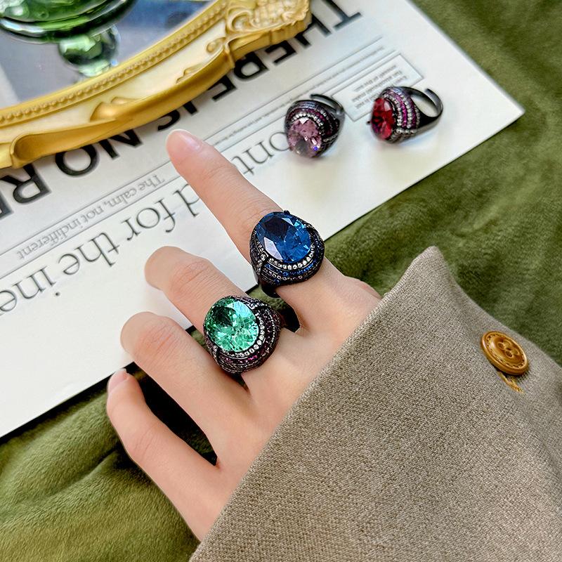 Jewelry Copper Bottom Gold-Plated Simulation Color Treasure Dry Rose Ring Main Stone 12 * 16