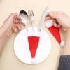 10Pcs Christmas Hat Wine Bottle Cover Plush Tableware Pocket Cartoon Table Decoration Accessories For Home Dinner Party Holiday