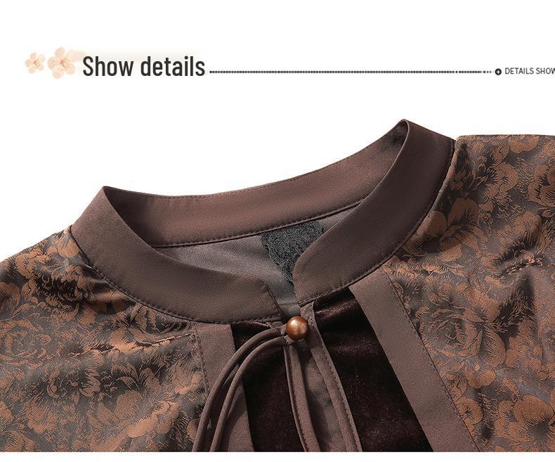 Elegant Autumn Two-Piece Retro Chinese Top for Moms and Seniors