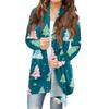 Women's Fashionable Loose-Fit Casual Cardigan With Christmas Print Mid-Length Coat