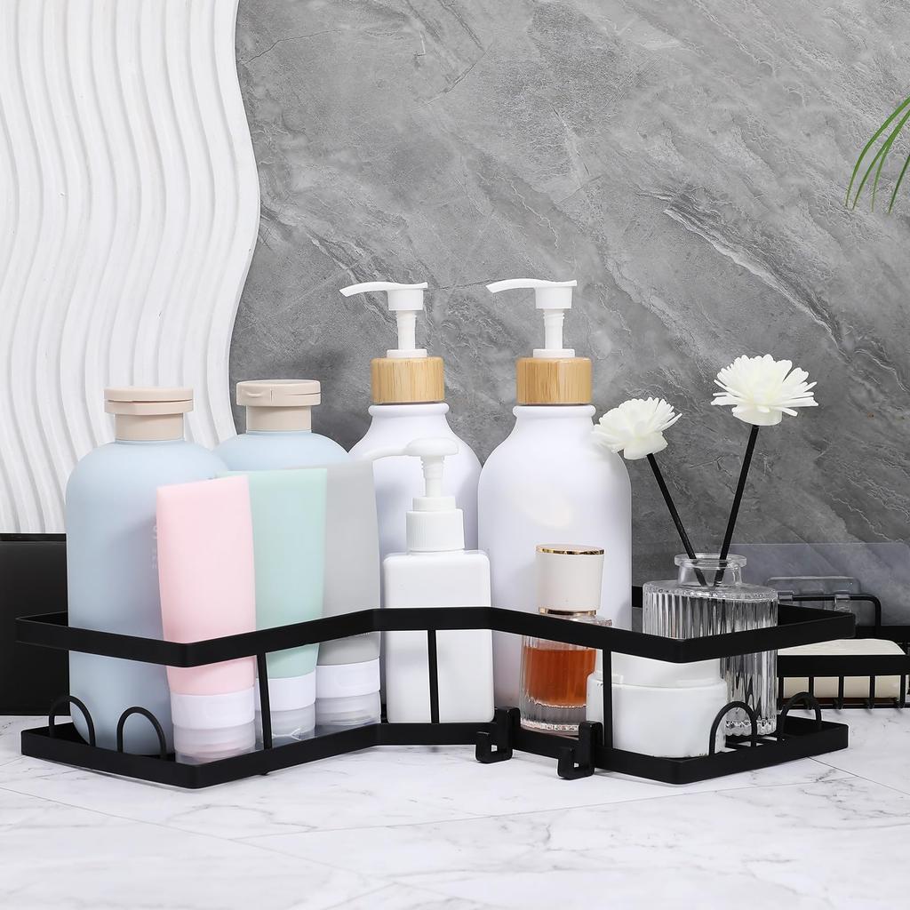 MAGICLULU Bathroom Corner Rack 3-Piece Set: Strong Adhesive, No Drilling Required, Stainless Steel, Rustproof, with Soap Dish, Drainer, Bathroom Stora