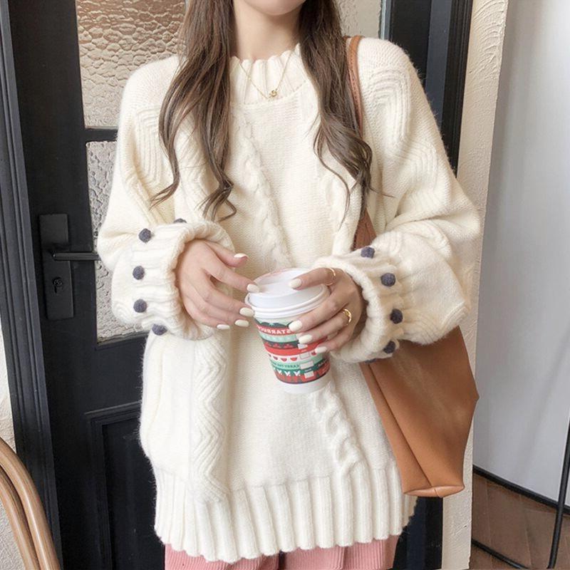 Women's Retro Thick Knit Sweater - Cozy, Loose-Fit, Autumn/Winter Style