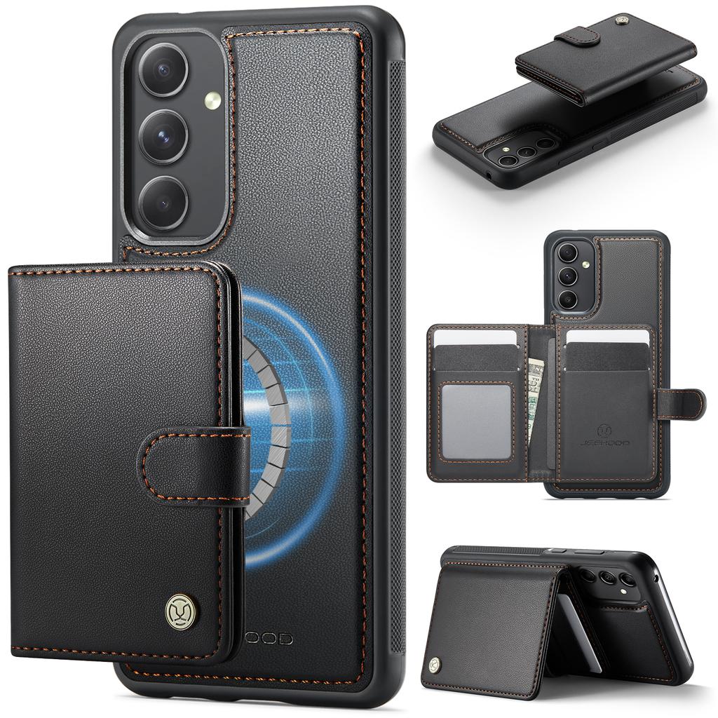 For Samsung Galaxy A54 5G Case JEEHOOD J09 RFID Blocking Card Holder Leather Back Phone Cover Magnetic Case