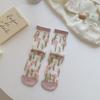 Sweet Floral Women's Socks Transparent Long Socks Fashion Crystal Silk Socks  Summer