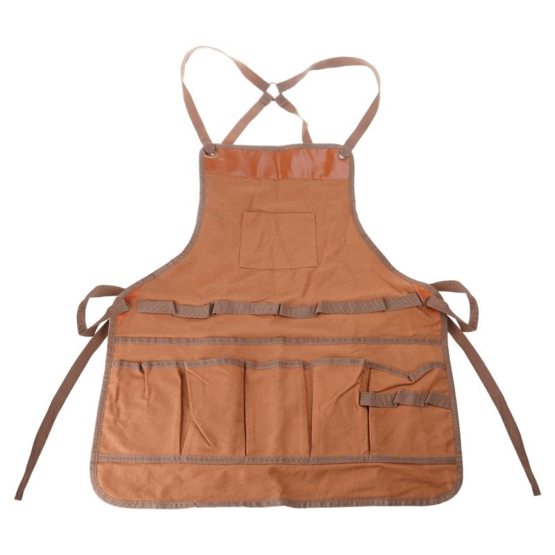 

BBQ Grills Adjustable Apron Cross Back Apron with Pockets Cotton Canvas Work Aprons for Shop, Garden, Restaurant 1